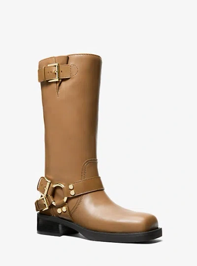 Michael Kors Crosby Leather Moto Boot In Natural