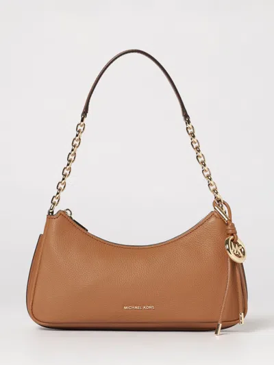 Michael Kors Nolita Medium Pebbled Leather Chain Pochette In Brown