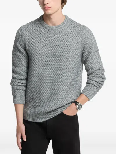Michael Kors Crosshatch Cotton Blend Sweater In Gray