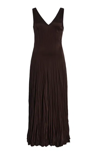 Michael Kors Crushed Charmeuse Dress In Brown