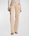 MICHAEL KORS CRUSHED COTTON GABARDINE SLIM CARGO TROUSERS