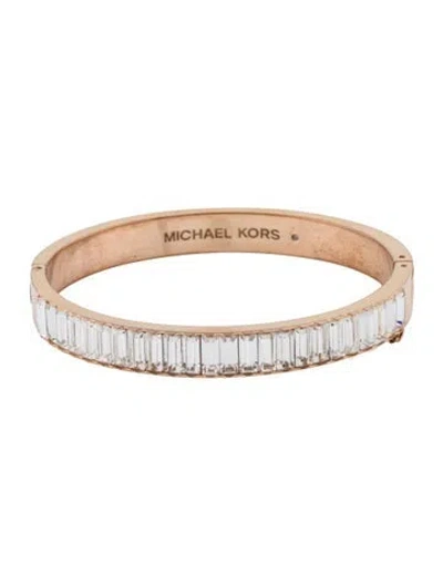 Pre-owned Michael Kors Crystal Baguette Hinged Bangle Bracelet, 6.75" In Multi