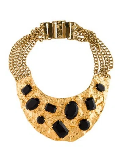 Pre-owned Michael Kors Crystal Collar Necklace, 15" In Black