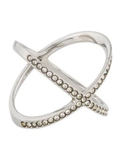 Pre-owned Michael Kors Crystal 'criss Cross' Band Ring In Transparent