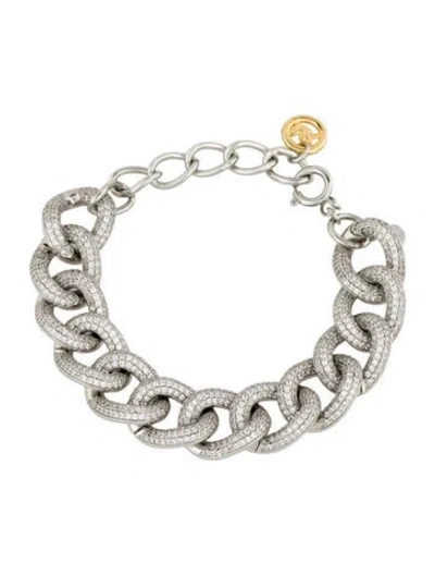Pre-owned Michael Kors Crystal Curb-link Bracelet, 7" In Multi