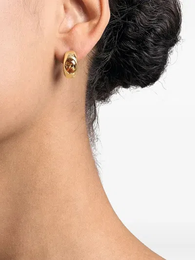Michael Kors Crystal-embellished Huggie Earrings In Gold