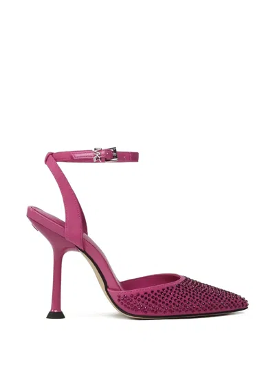 Michael Kors Crystal-embellished Pointed-toe Sandals In Pink