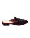 Michael Kors Crystal-embellished Slip-on Flat Mules In Burgundy Velvet In Red
