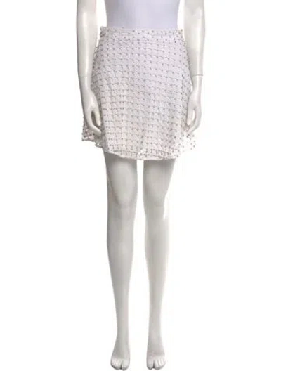 Pre-owned Michael Kors Crystal Embellishments Mini Skirt In White