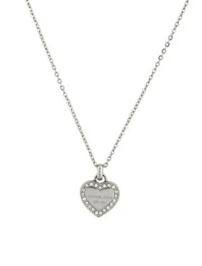 Pre-owned Michael Kors Crystal Heart Pendant Necklace, 18" In Multi