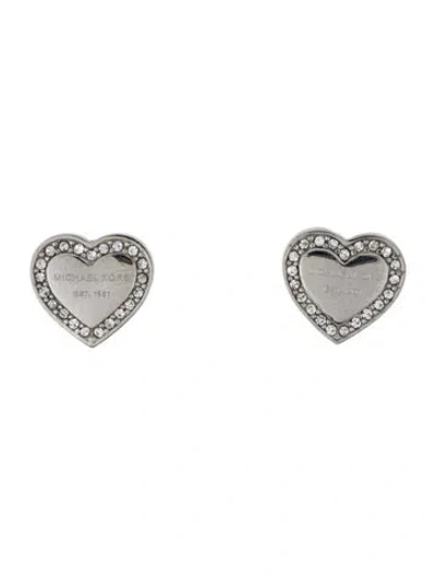 Pre-owned Michael Kors Crystal Heart Stud Earrings In Multi