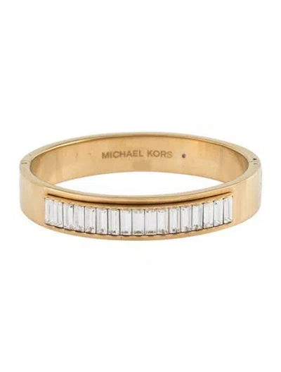 Pre-owned Michael Kors Crystal Hinge Bangle Bracelet, 7" In Clear