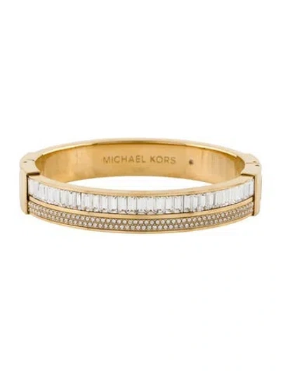 Pre-owned Michael Kors Crystal Hinged Bangle Bracelet, 6.75" In Multi