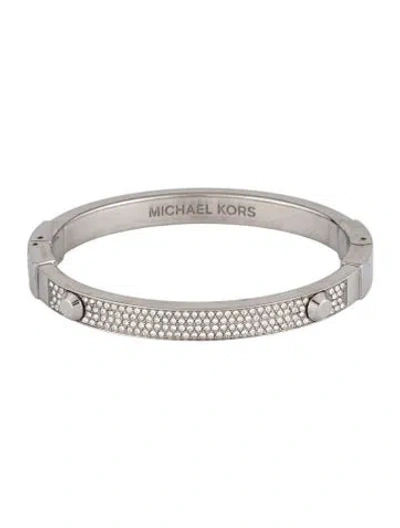 Pre-owned Michael Kors Crystal Hinged Bangle Bracelet, 6.75" In Multicolor