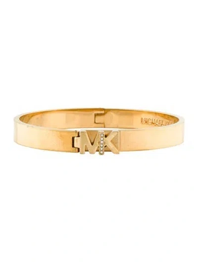 Pre-owned Michael Kors Crystal Logo Bangle Bracelet, 7" In Transparent