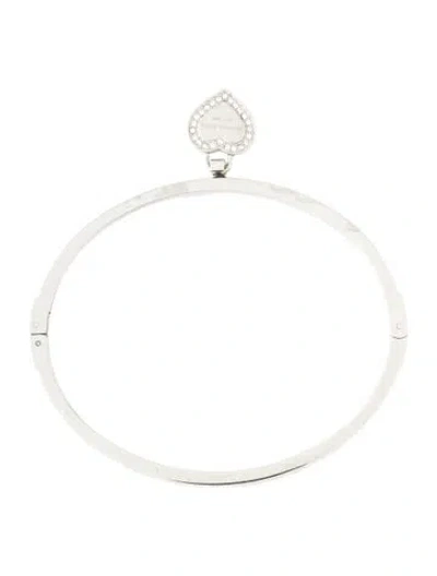 Pre-owned Michael Kors Crystal Logo Heart Charm Bangle Bracelet, 6.75" In Multicolor