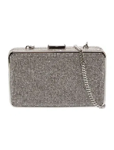 Pre-owned Michael Kors Crystal Minaudière In Silver