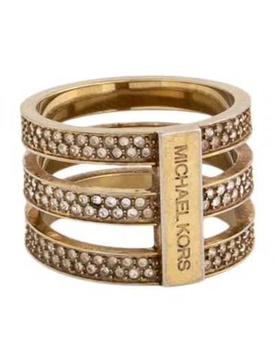 Pre-owned Michael Kors Crystal Pave Band Ring In Multicolor