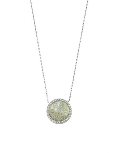 Pre-owned Michael Kors Crystal Pendant Necklace, 18" In Multi