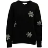 Michael Kors Crystal Snow Flakes Sweatshirt In Black Cotton In Black