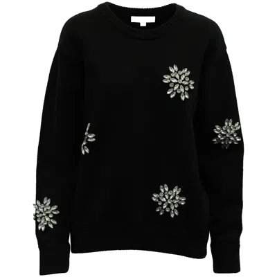Michael Kors Crystal Snow Flakes Sweatshirt In Black Cotton