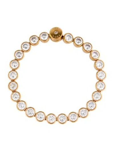Pre-owned Michael Kors Crystal Tennis Link Bracelet, 6.75" In Transparent