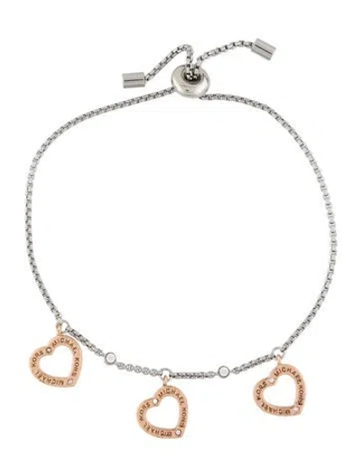 Pre-owned Michael Kors Crystal Two-tone Charm Bracelet, 4.25" In Multi