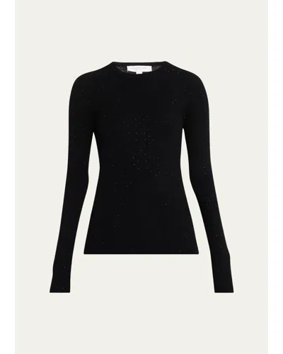 Michael Kors Crystal-embellished Long-sleeve T-shirt In Black