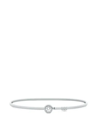 Michael Kors Crystal-embellished Logo Bracelet In Silver