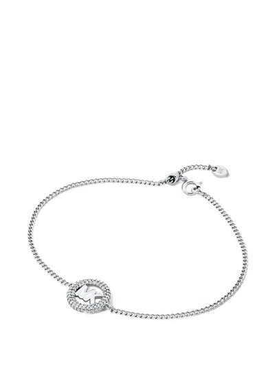 Michael Kors Crystal-embellished Logo-plaque Bracelet In Silver