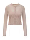 Michael Kors Ctn Silk Crew Nk Cardigan Cardigan In Pink