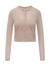 Michael Kors Ctn Silk Crew Nk Cardigan Cardigan In Pink