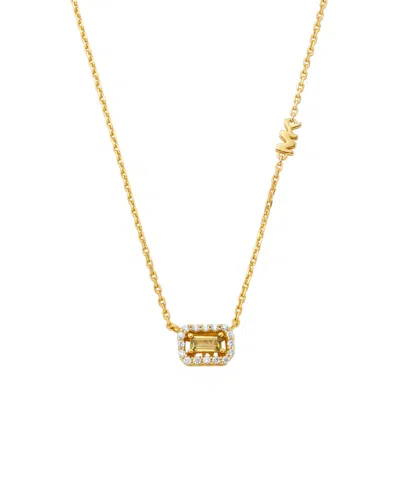 Michael Kors Cubic Zirconia Cut Pendant Necklace In Gold