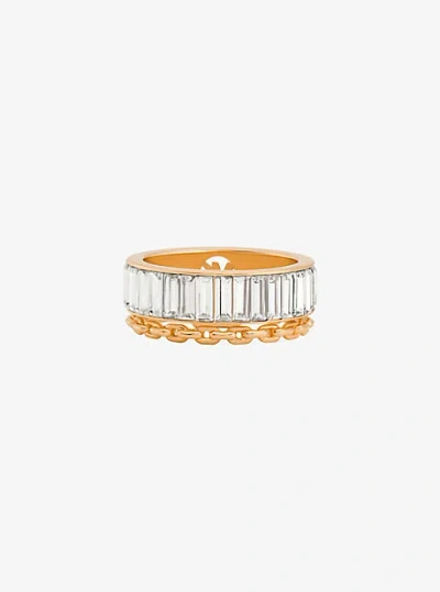 Michael Kors Cubic Zirconia Double Layered Ring In Gold