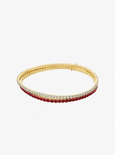 Michael Kors Cubic Zirconia Double Wrap Stretch Tennis Bracelet In Gold