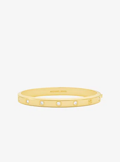 Michael Kors Cubic Zirconia Logo Bangle In Green