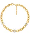 Michael Kors Cubic Zirconia Logo Chain Necklace In Gold