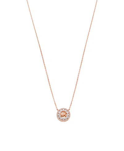 Michael Kors Cubic Zirconia Logo Pendant Necklace In Gold