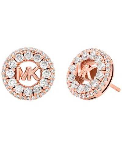 Michael Kors Cubic Zirconia Logo Stud Earrings In Gold