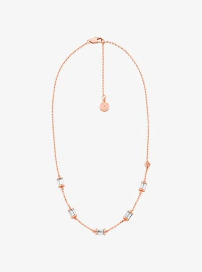 Michael Kors Cubic Zirconia Necklace In Rose Gold