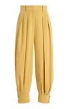 Michael Kors Cuffed Washed-silk Gabardine Tapered-leg Pants In Gold