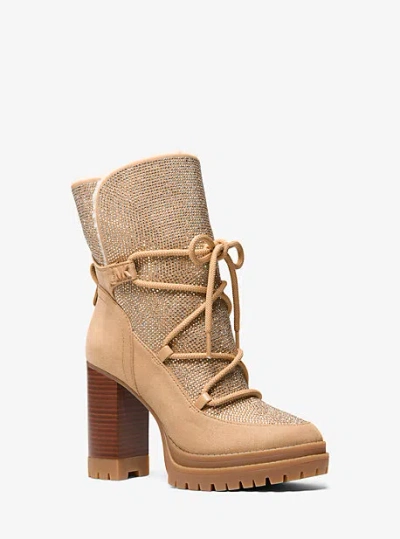 Michael Kors Culver Embellished Platform Boot In Brown