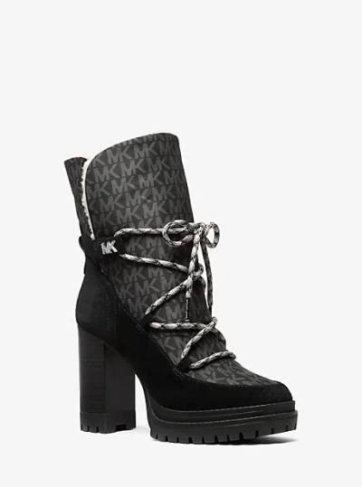 Michael Kors Culver Mixed-media Platform Boot In Black