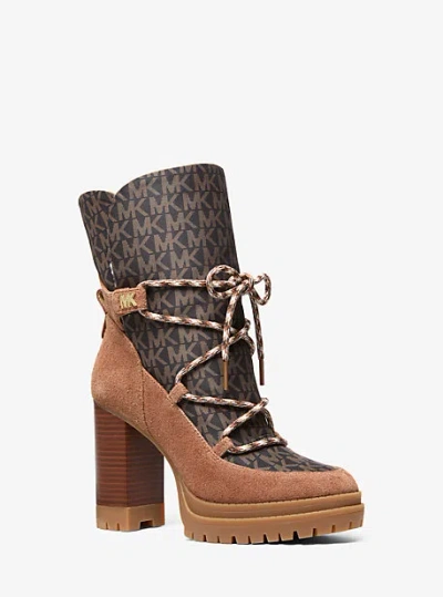 Michael Kors Culver Mixed-media Platform Boot In Brown