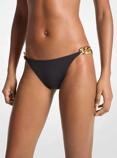 Michael Kors Curb-link Bikini Bottom In Black