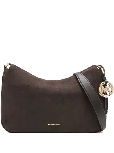 Michael Kors Curved Leather Shoulder Bag In Brown