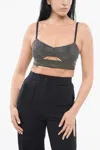 Michael Kors Cut Out Cropped Top With Rhinestone Application In Blue