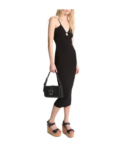 Michael Kors Cut-out Detail Knitted Midi Dress In Black