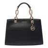 Michael Kors Calf Leather Tote Bag With Logo Charm In Black