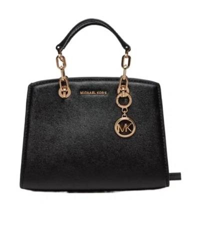 Michael Kors Cynthia Leather Tote Bag In Black
